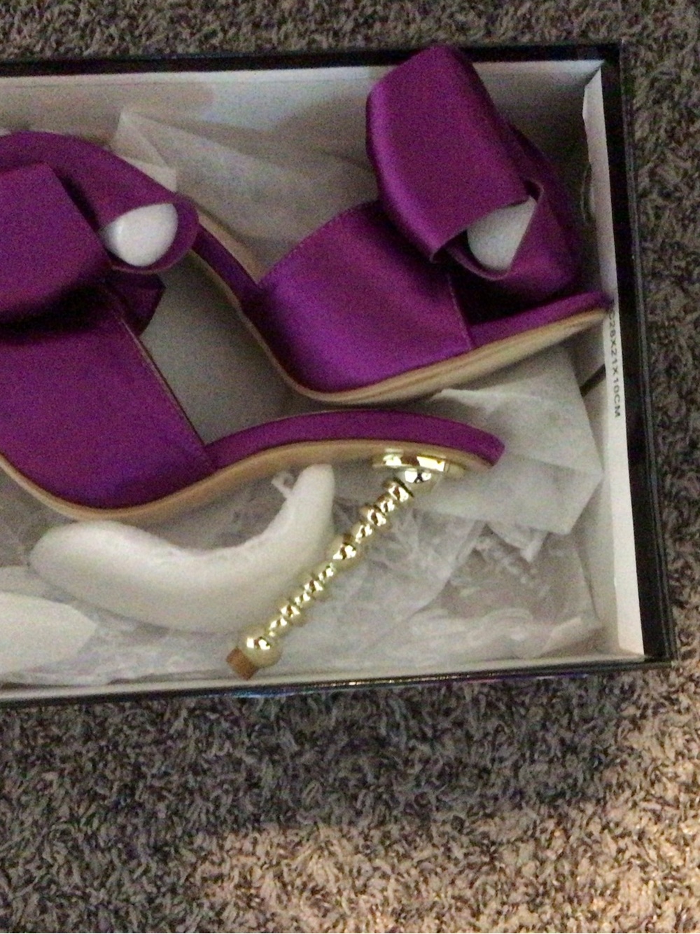 Cape Robbin Purple Satin Bow Sandals with Gold Chain Stiletto